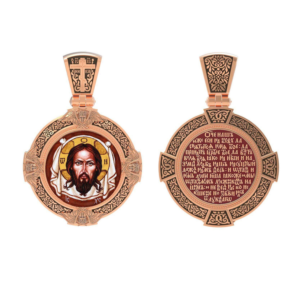 Образок из золота c эмалью, иконописью и темперой