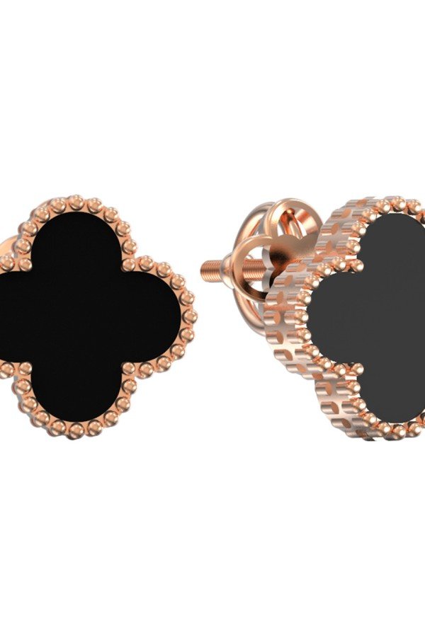 Серьги из золота 585 пробы c ониксом