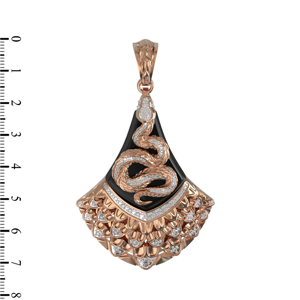 Подвеска из золота c бриллиантами и ониксом