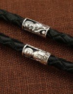 Гайтан из серебра 960 пробы c кожаным шнурком