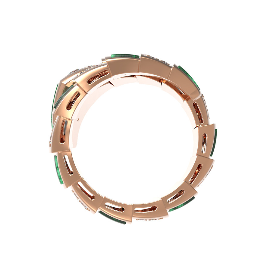 Кольцо из золота c бриллиантами и малахитом