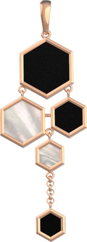 Подвеска из золота 585 пробы c ониксом и перламутром