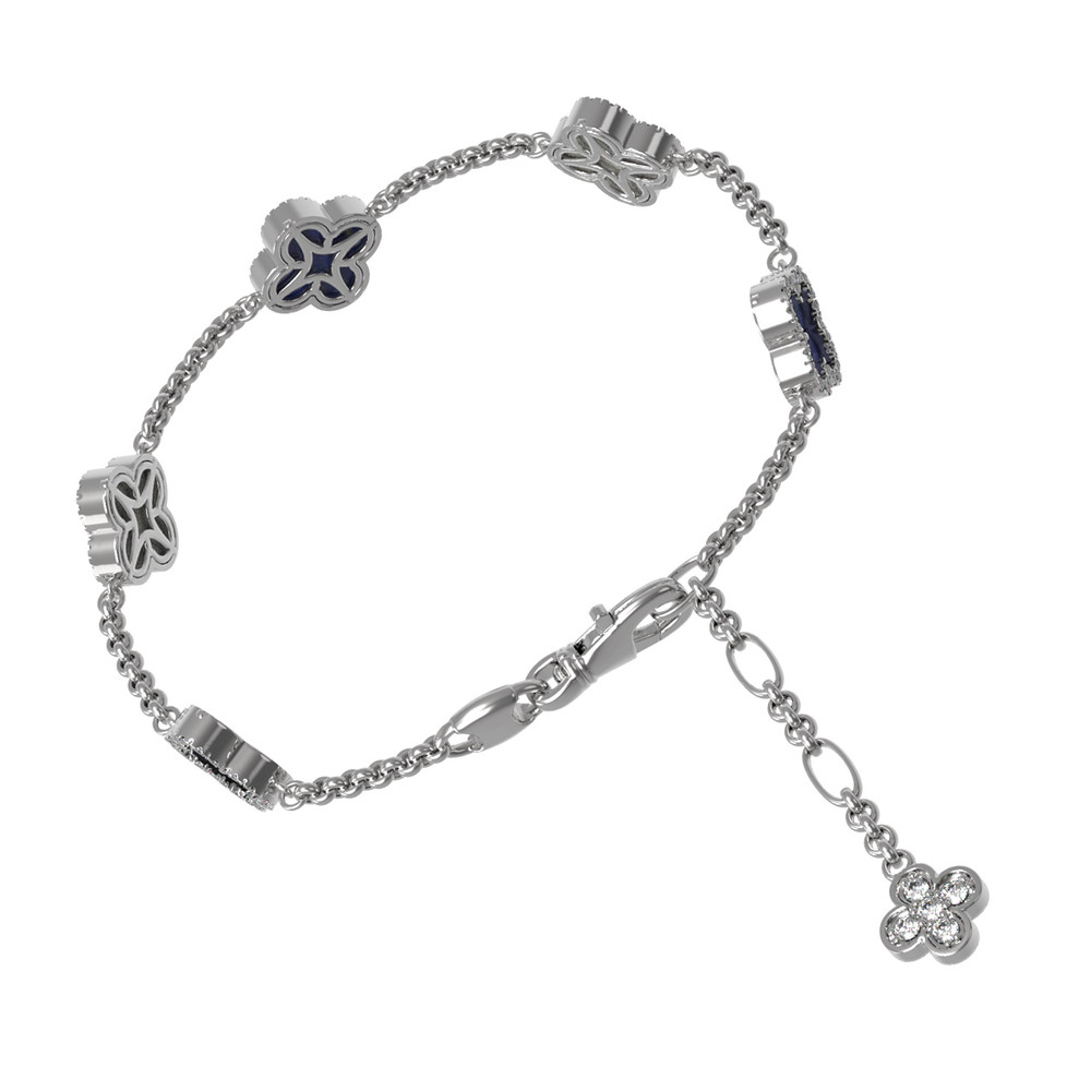 Браслет из белого золота c бриллиантами, лазуритом и перламутром