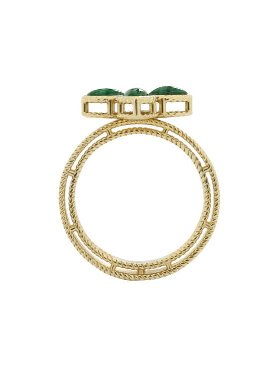 Кольцо из лимонного золота c бриллиантами и малахитом