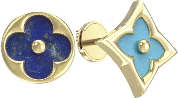 Серьги из лимонного золота c бирюзой и лазуритом
