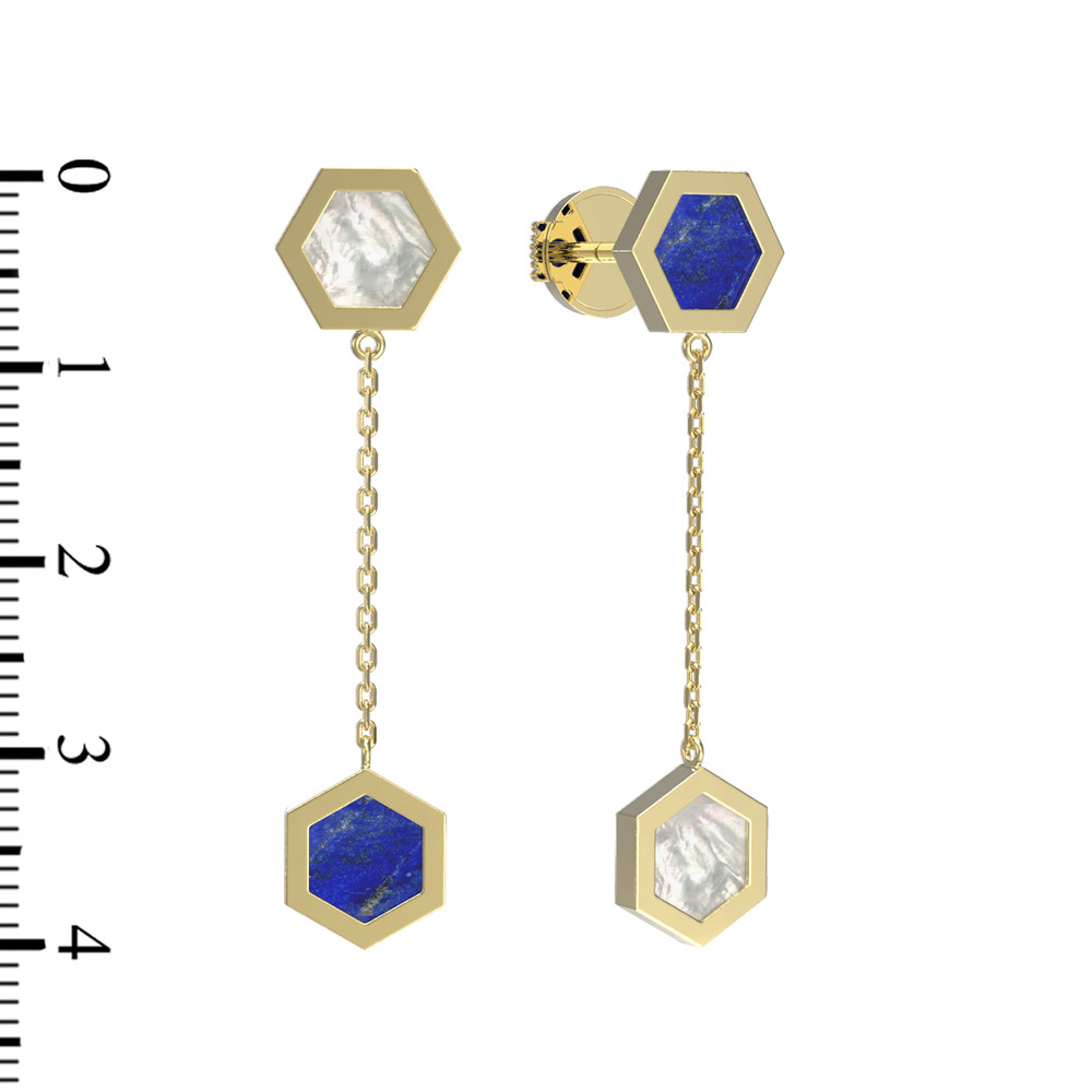 Серьги из лимонного золота c лазуритом и перламутром