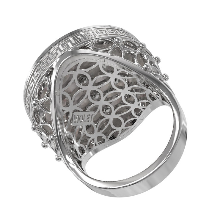 Кольцо из белого золота c эмалью и перламутром