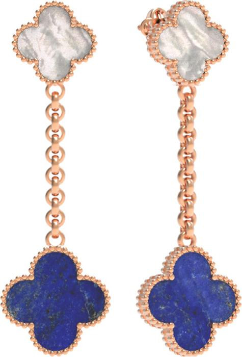 Серьги из золота c лазуритом и перламутром