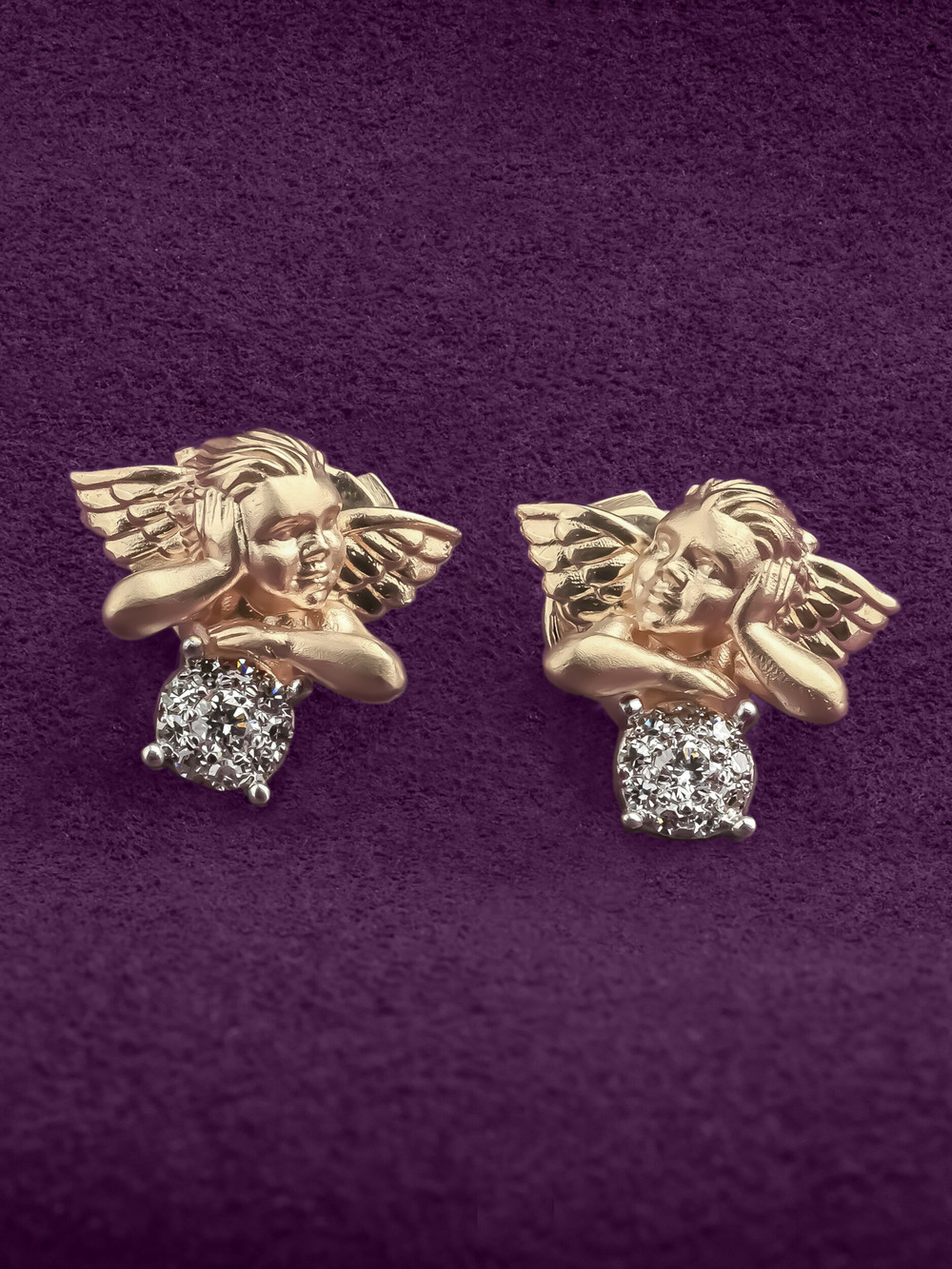 Серьги из лимонного золота c бриллиантами