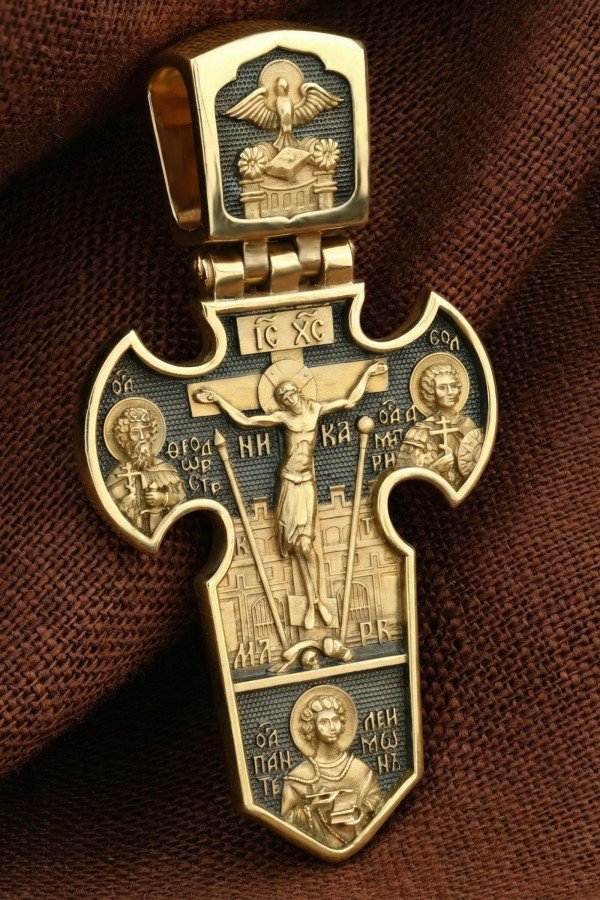 Крест из лимонного золота 585 пробы