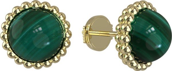 Серьги из лимонного золота c малахитом