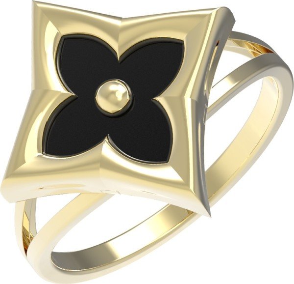 Кольцо из лимонного золота c ониксом