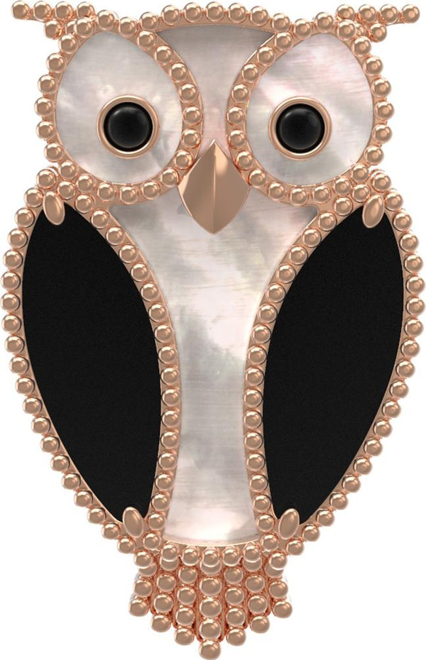 Брошь из золота c эмалью, ониксом и перламутром