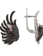 Серьги из белого золота 585 пробы c фианитом