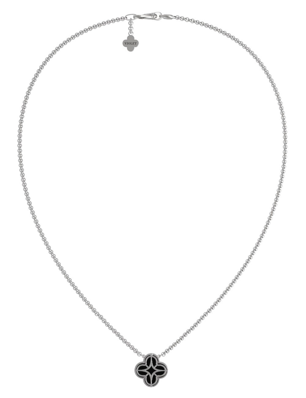 Колье из белого золота 585 пробы c бриллиантами и ониксом
