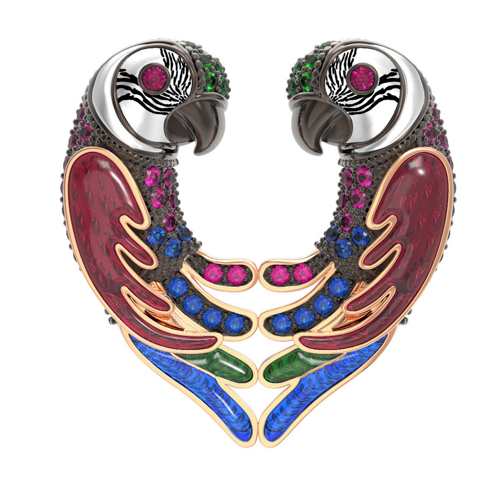 Подвеска из золота c эмалью и фианитом