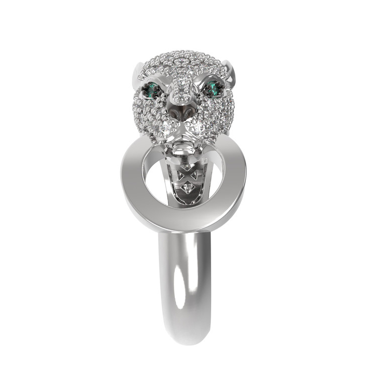 Кольцо из белого золота c бриллиантами и изумрудом