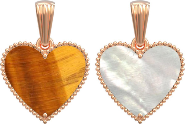 Подвеска из золота c тигровым глазом и перламутром