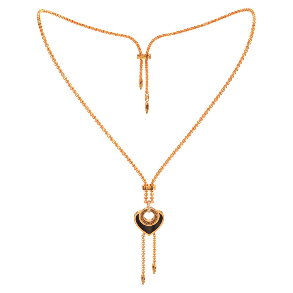 Колье из золота c фианитом, ониксом и перламутром