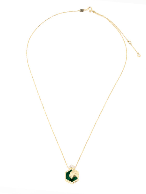 Колье из лимонного золота c бриллиантами и малахитом