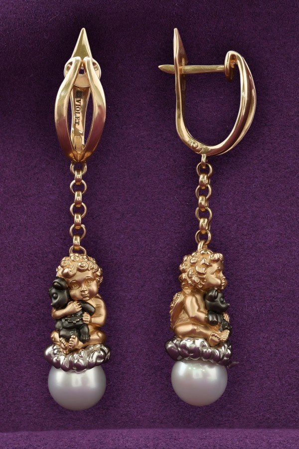 Серьги из золота c жемчугом