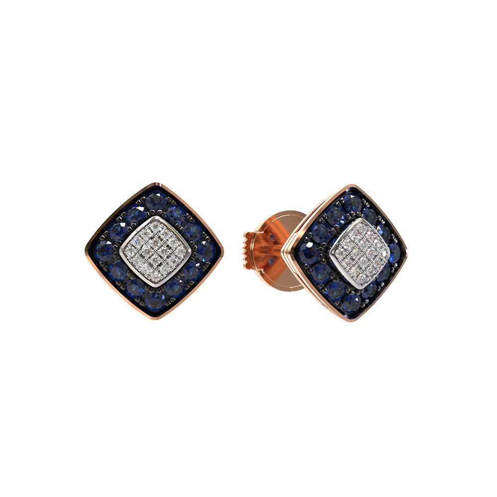 Серьги из золота c бриллиантами и сапфиром