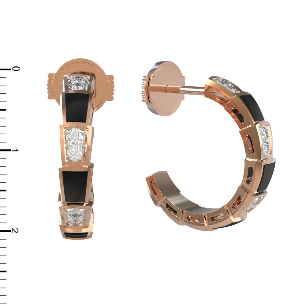 Серьги из золота c бриллиантами и ониксом