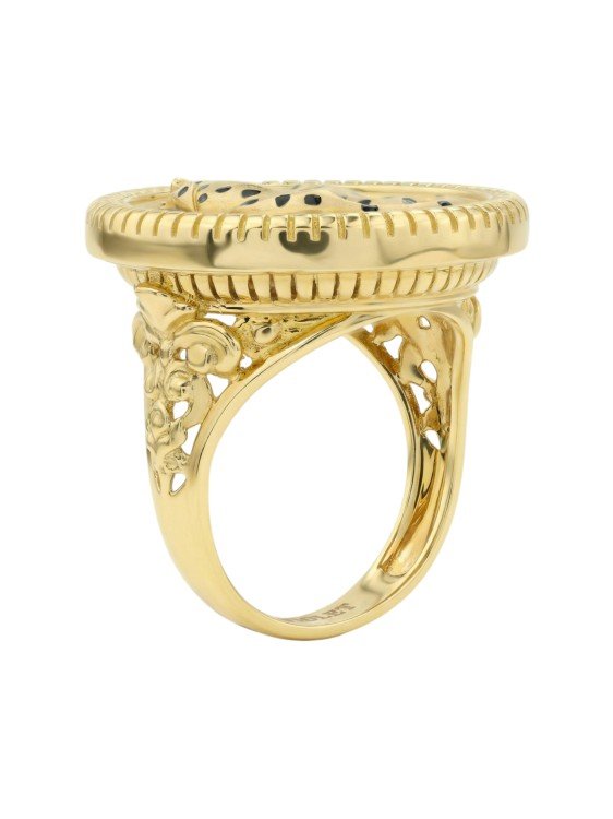 Кольцо из лимонного золота c эмалью