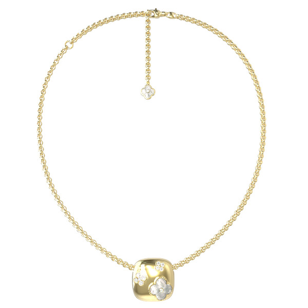 Колье из лимонного золота c бриллиантами и перламутром