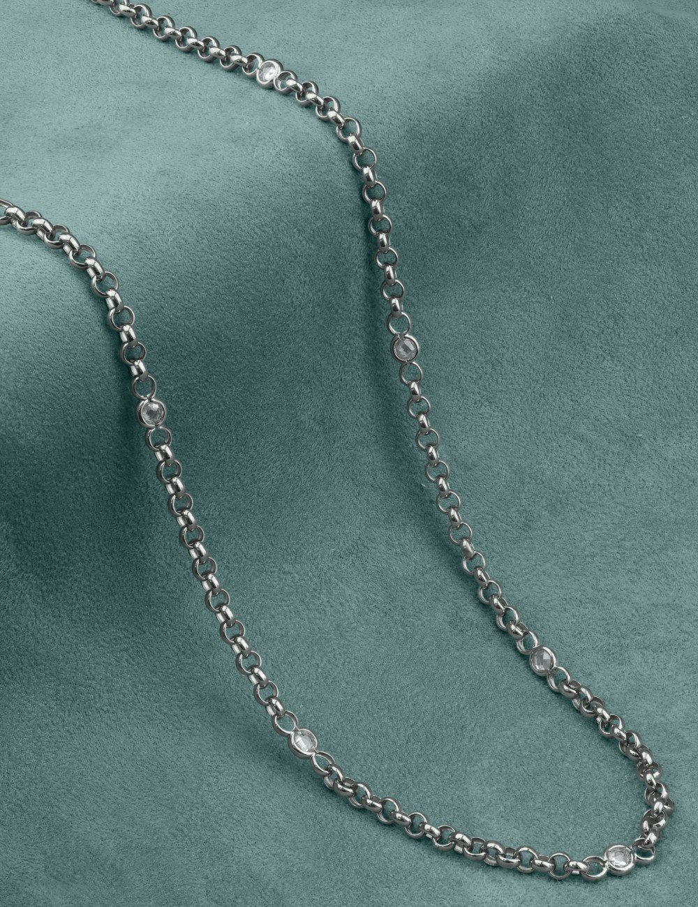 Цепь из белого золота c фианитом