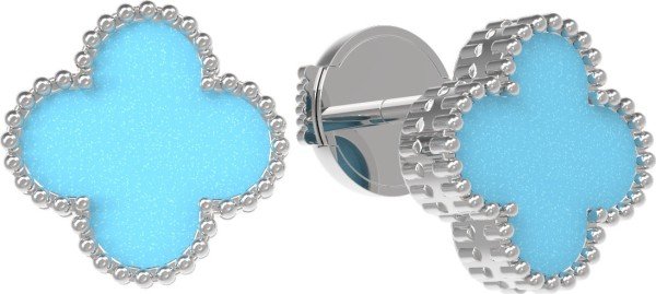 Серьги из белого золота 585 пробы c бирюзой