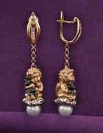 Серьги из золота 585 пробы c жемчугом