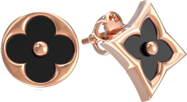 Серьги из золота 585 пробы c ониксом