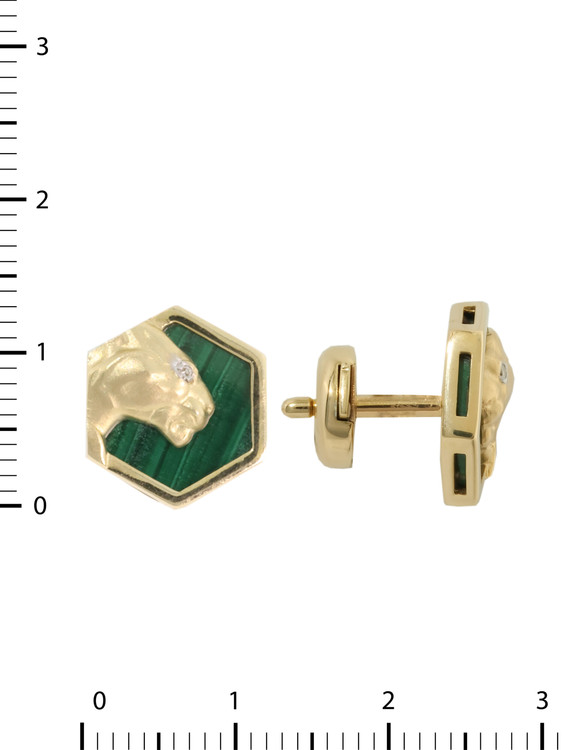 Серьги из лимонного золота c бриллиантами и малахитом