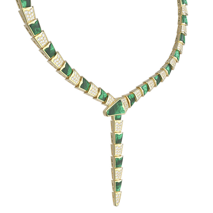 Колье из лимонного золота c бриллиантами и малахитом