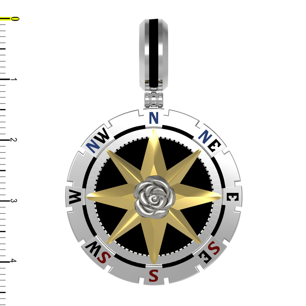 Подвеска из белого золота c эмалью и ониксом