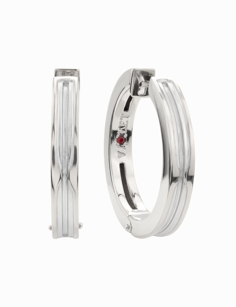 Серьги из белого золота c рубином