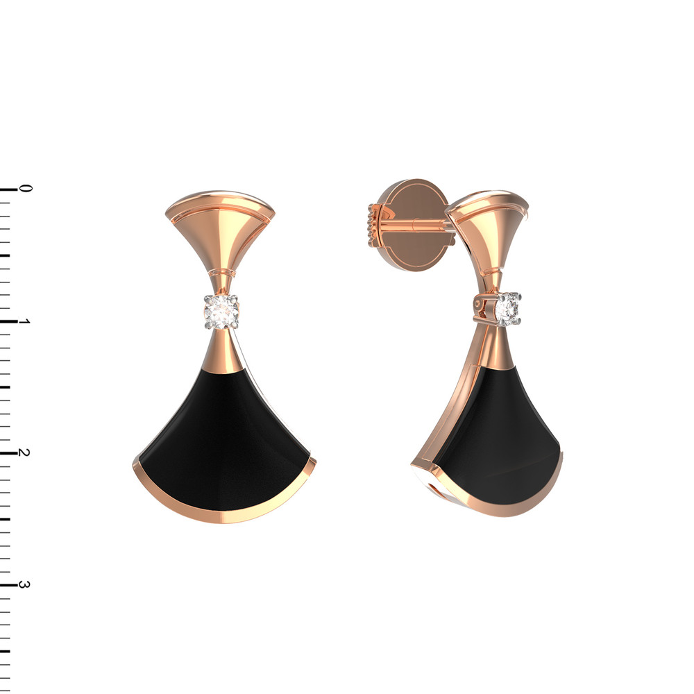 Серьги из золота c бриллиантами и ониксом