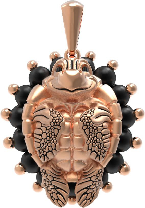 Подвеска из золота c эмалью и ониксом