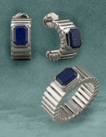 Серьги из белого золота c лазуритом