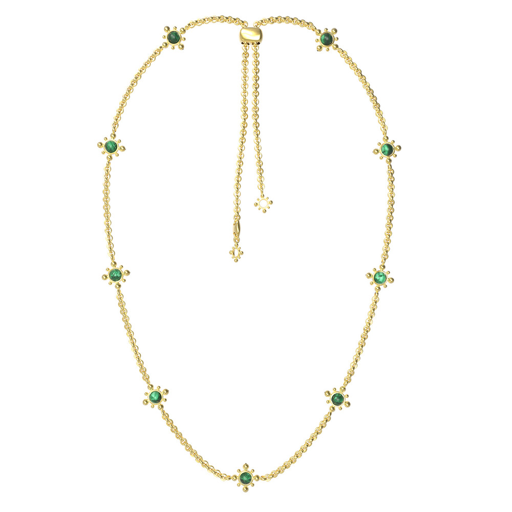 Колье из лимонного золота c малахитом