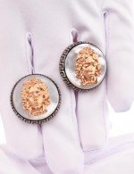 Серьги из золота 585 пробы c эмалью и перламутром
