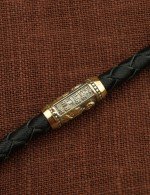 Гайтан из лимонного золота c кожаным шнурком