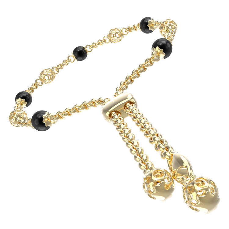 Браслет из лимонного золота c ониксом