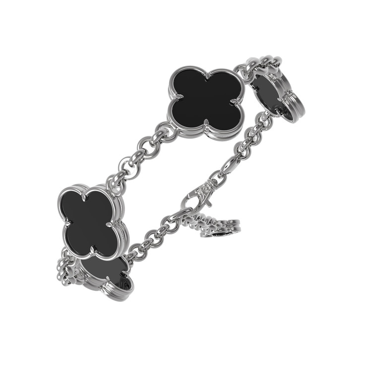 Браслет из белого золота c ониксом