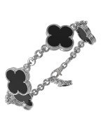Браслет из белого золота 585 пробы c ониксом