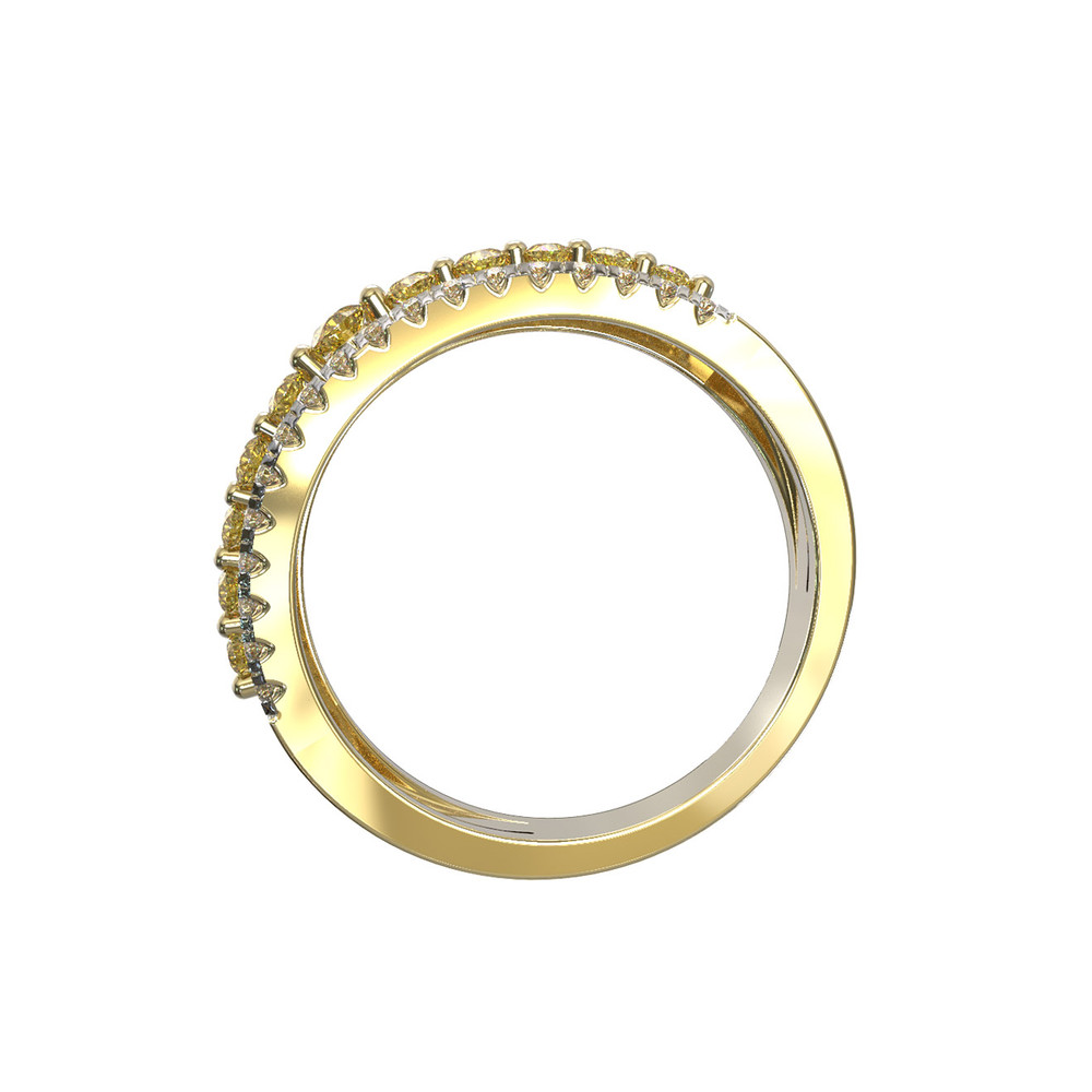 Кольцо из лимонного золота c бриллиантами и сапфиром