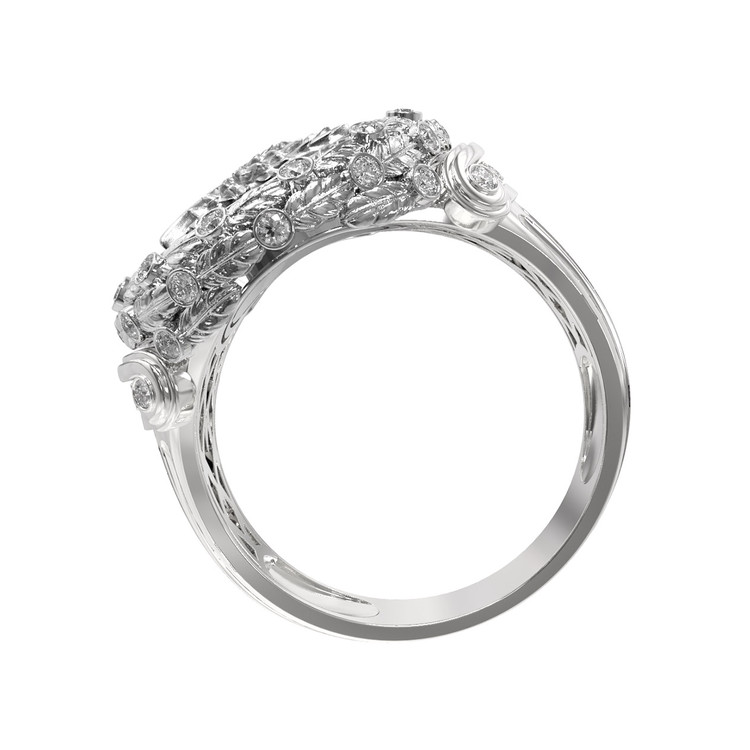 Кольцо из белого золота c бриллиантами и ониксом