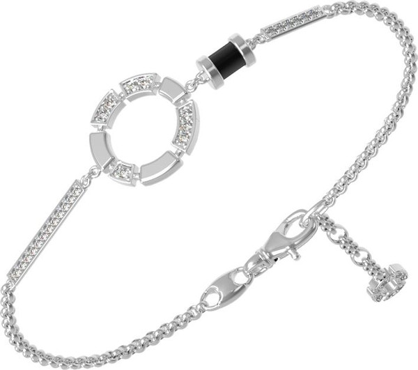 Браслет из белого золота c бриллиантами и ониксом