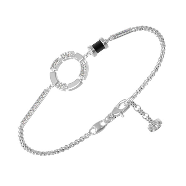 Браслет из белого золота c бриллиантами и ониксом